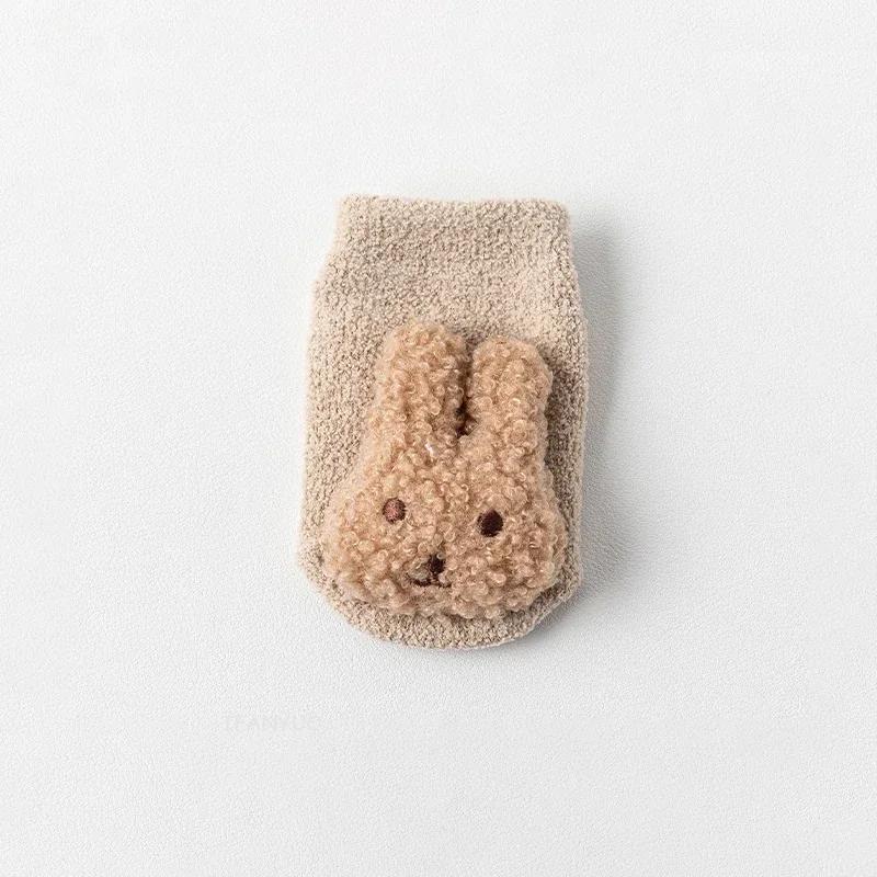 Мультяшные носки для малышей с мишками для девочек и мальчиков, новорожденные, противоскользящие, мягкие, теплые, зимние, осенние, для малышей, для дома, толстые носки, детские чулки