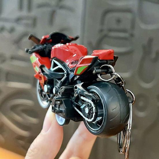 Yousheng Motorcycle Cartoon Keychain Pendant with Double-Ring Hook Anti-Detachable Design Decompression Tool Keychain Accessory