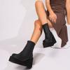 2024 New Brand Gothic Boot for Womens Sexy Chunky Platform Soft Leather Ankle Boots Walking Comfy Matsuke Sole Shoes Size 42