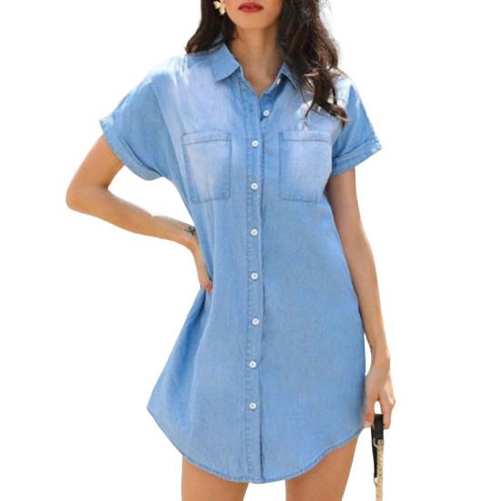 Повседневное платье, модная уличная одежда, популярное мини-платье из искусственного денима, женская одежда на ощупь