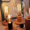 Modern Wood Table Lamp Retro E27 Desktop Decorative Light Indoor Art Lamp Living Room Bedroom Decoration Wood Light Base EU Plug