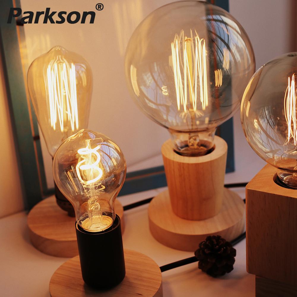 Modern Wood Table Lamp Retro E27 Desktop Decorative Light Indoor Art Lamp Living Room Bedroom Decoration Wood Light Base EU Plug