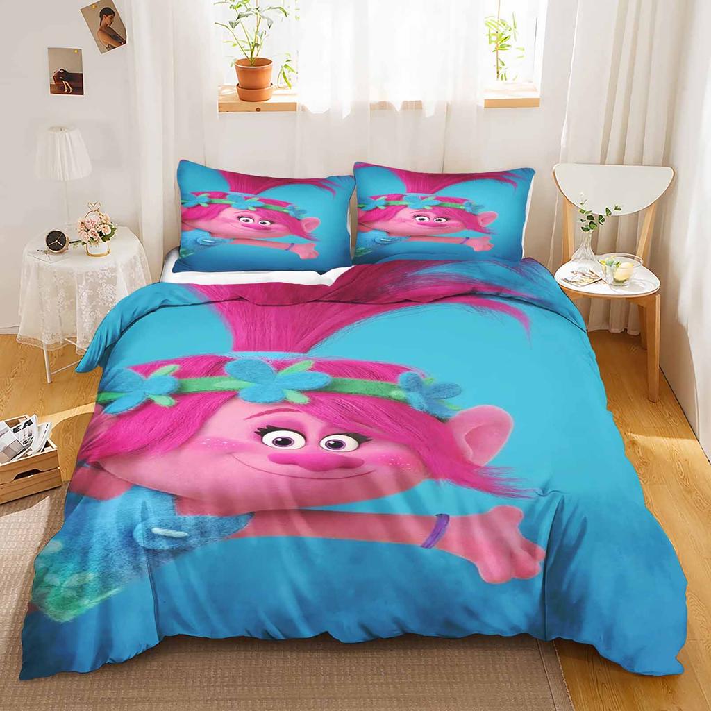 Trolls Anime Bedding Set Duvet Cover 1009 Polyester Suitable For Children And Adults 3-Piece Set