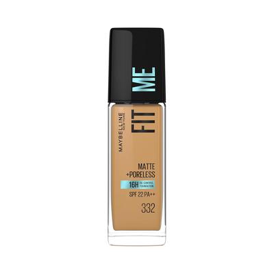 Тональный крем для лица Maybelline Fit Me Matte + Poreless 30 мл SPF 22 Контроль жирности для нормальной и жирной кожи 332 Золотистая карамель