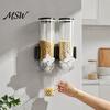 Space Saving Food Container Wall Mounted Dry Cereal Dispenser, Moisture Proof Airtight Storage Container, Plastic Organizer for Pantry Cabinet