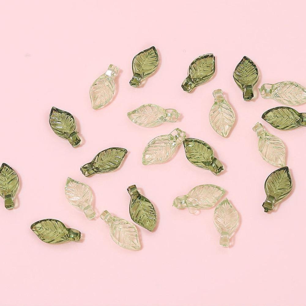 Transparent Green Transparent Leaf Shape Beads Charms Leaf Shape Beads Necklace Accessories