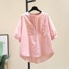 Cotton Short Sleeve Shirt With 3d Effect And Loose Fit For Summer Casual Wear