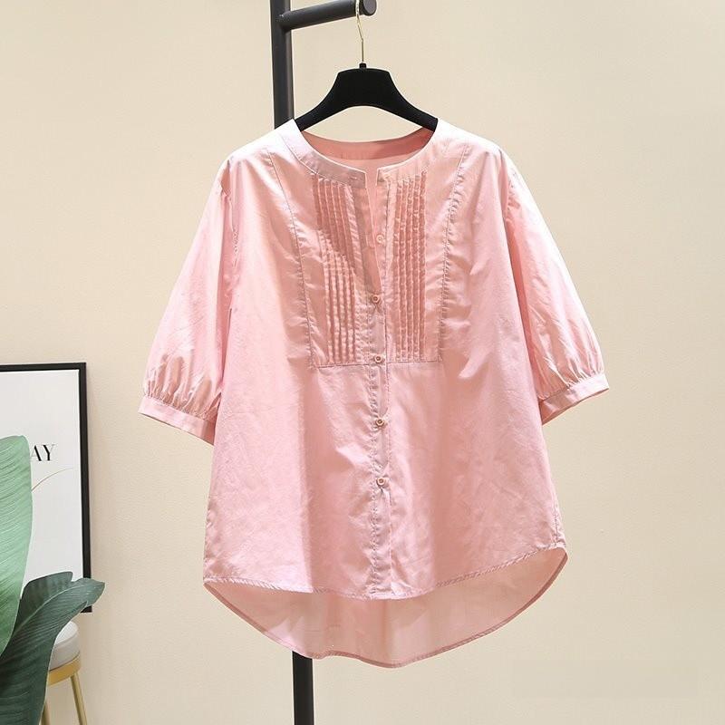 Cotton Short Sleeve Shirt With 3d Effect And Loose Fit For Summer Casual Wear