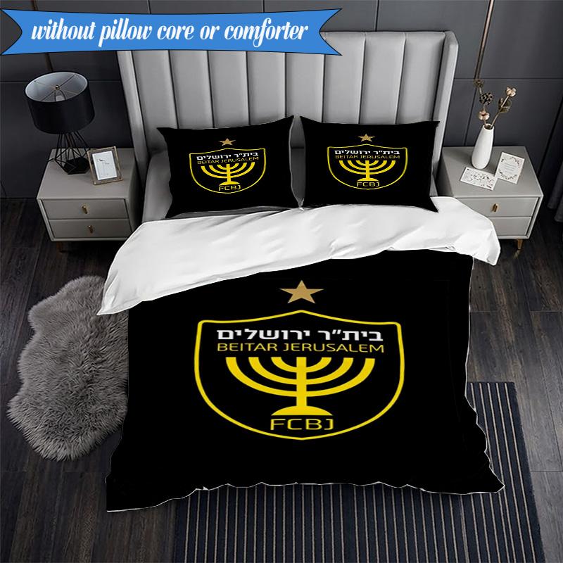 3PCS Beitar Jerusalem Football Club Printed Soft Bedding Set,Including 1pc Duvet Cover And 2pcs Pillowcases Perfect for Bedroom, Dormitory, Fan gift