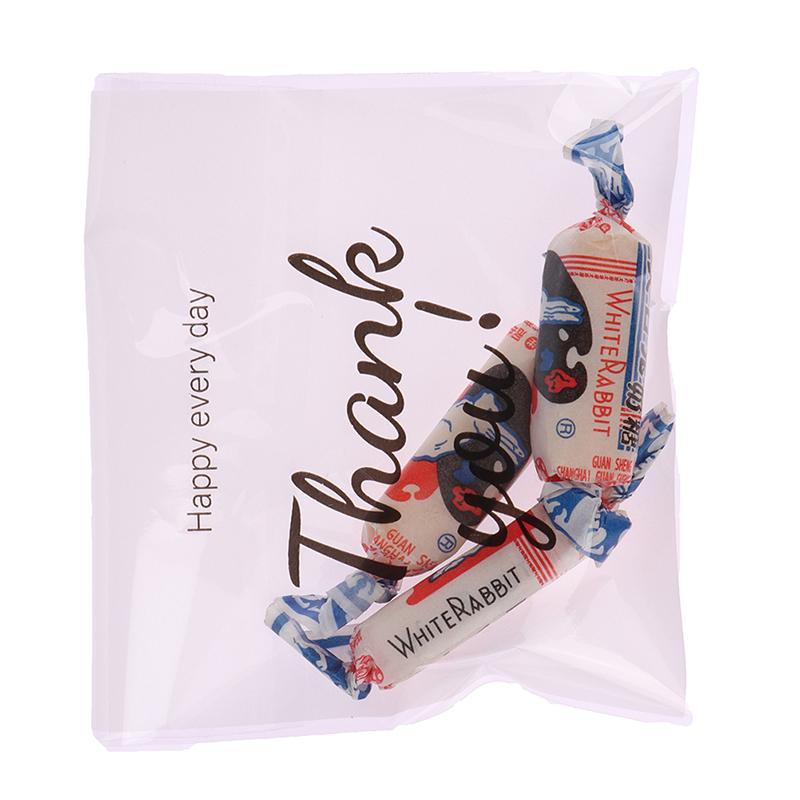 100 шт./упак., прозрачные пакеты с надписью «Спасибо», самоклеящиеся пакеты для конфет, печенья, выпечки, кондитерских изделий