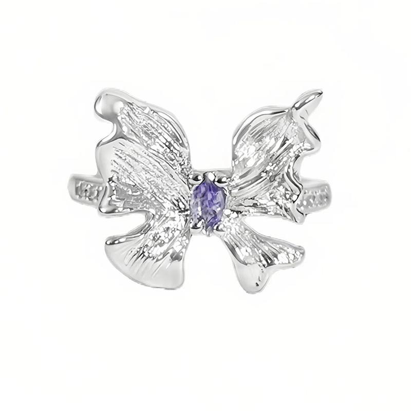 Nine Purple Out Of Fire Purple Zircon Brushed Open Ring Women'S Niche High-End Color Treasure Personality Light Luxury Ring
