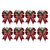 Christmas Bows with Pine Cones Pine Needles Buffalo Plaid Ribbon Bows Christmas Tree Wreath Decoration for Gift Wrapping