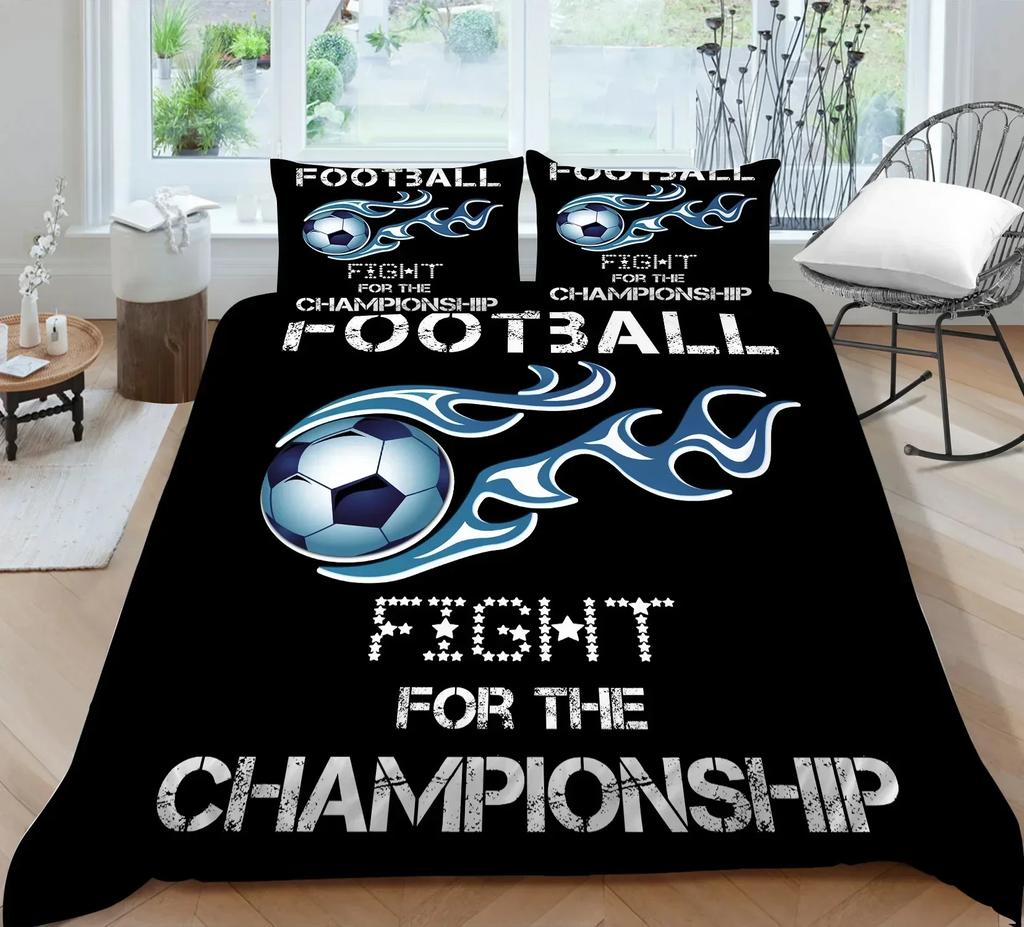 Simple Sport Ball Black White Bedding King Size Soccer Comforter Cover Set 3D Boys Bedroom Decor Football Duvet Cover Sets