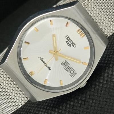 Б/У винтажные мужские часы SEIKO 5 AUTO 6309A из Японии с серебряным механизмом и функцией «день/дата» 608h-a316671-2