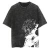 Аниме Графические Футболки Streetwear Винтажные Стиранный Хлопок Оверсайз Футболка для Мужчин Свободные Короткий Рукав Футболки Футболка