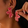 Design Sense Metal Wind Dripping Oil Petal Stud Earrings Women's Fashion Gradual Change Flower Earrings