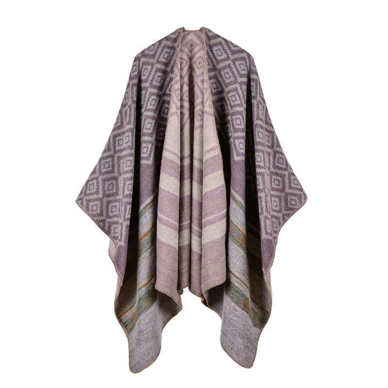 Women's New Rhombus-shaped Color Bar Shawl, High-end Women's Double-sided Wear, and Travel Capes Are On Sale.