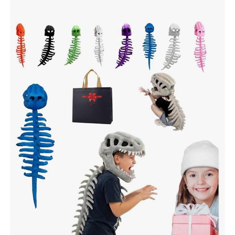 Dinosaur Skeleton Hooded Plush Toy Halloween Costume Party Adult Cosplay Stuffed Animal Gift