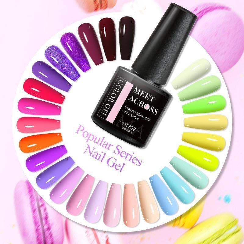 MEET ACROSS Блестящий гель-лак для ногтей, популярный телесный, розовый, красный, синий, блестящий гель-лак, красочный гель для начинающих, маникюр, салон дизайна ногтей