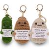 Positive Energy Potato Keychain Cute Patata Cucumber Hug Pocket Handmade Wool Crochet Doll with Card Bag Pendant Funny Key Chain