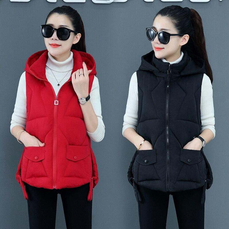 Осенне-зимний женский однотонный жилет с воротником-стойкой, короткий жилет с капюшоном, куртка с хлопковой подкладкой, женский ветрозащитный теплый жилет