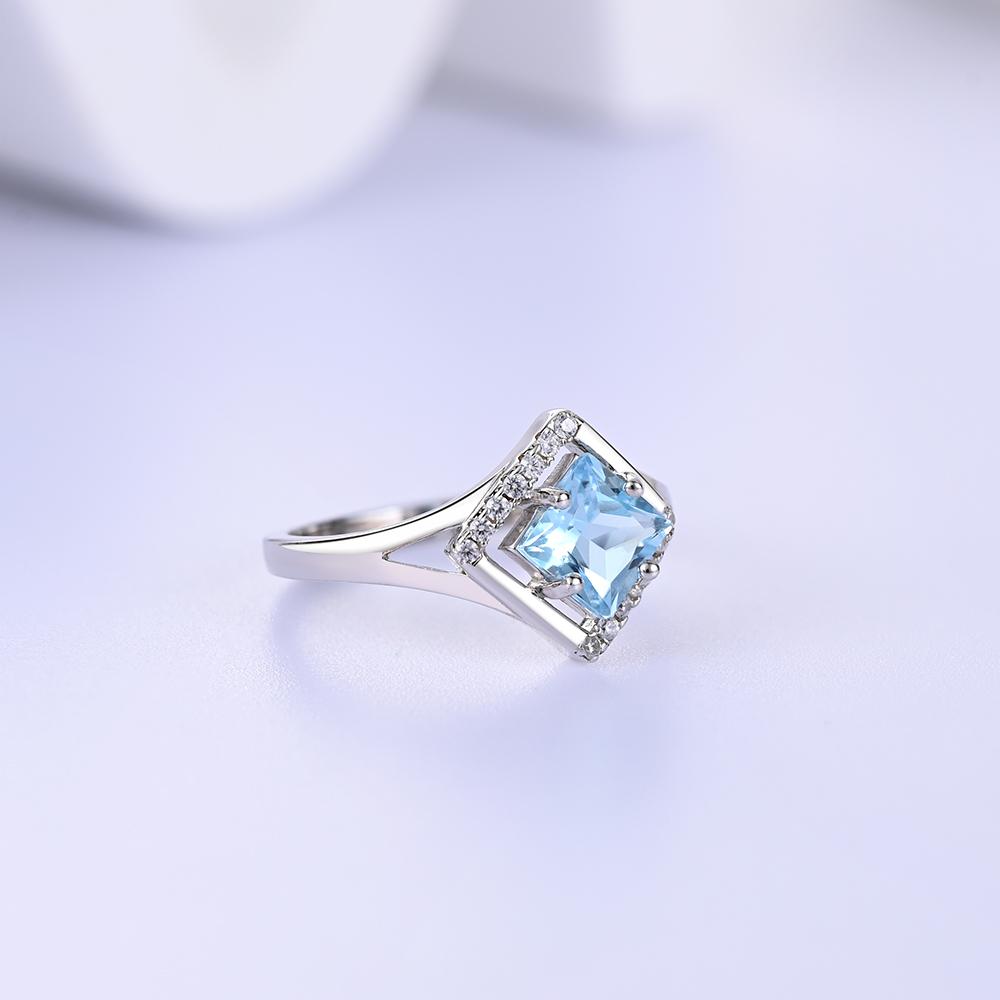 Великолепное кольцо с натуральным небесно-голубым топазом из серебра 925 пробы, элегантное, легкое, роскошное, для женщин, на годовщину, вечеринку или банкет