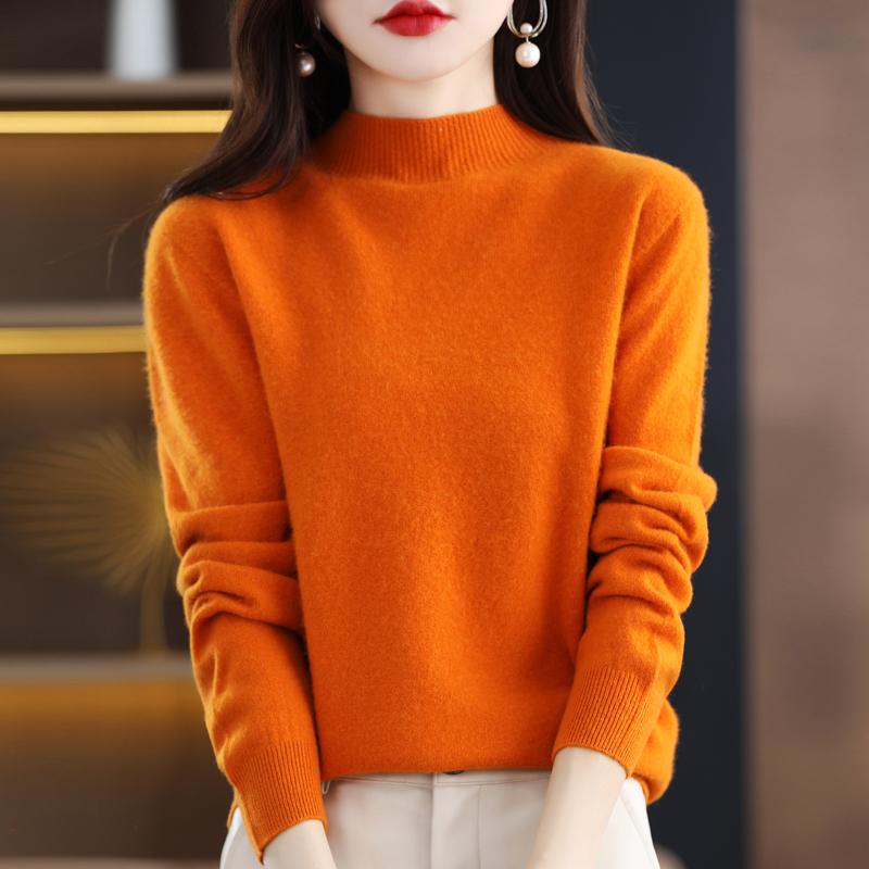 Женский свитер с полуводолазкой, кашемир Цинхэ, 30% кашемир, 70% шерсть, зимний вязаный пуловер, осенний свитер, кашемировый свитер