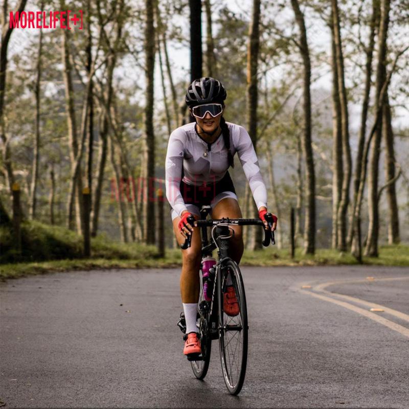 Monos Mujer Triathlon Women's Cycling Jumpsuit the Little Monkey Suit Pink Women's Bicycle Clothes Long Sleeve Free Shipping