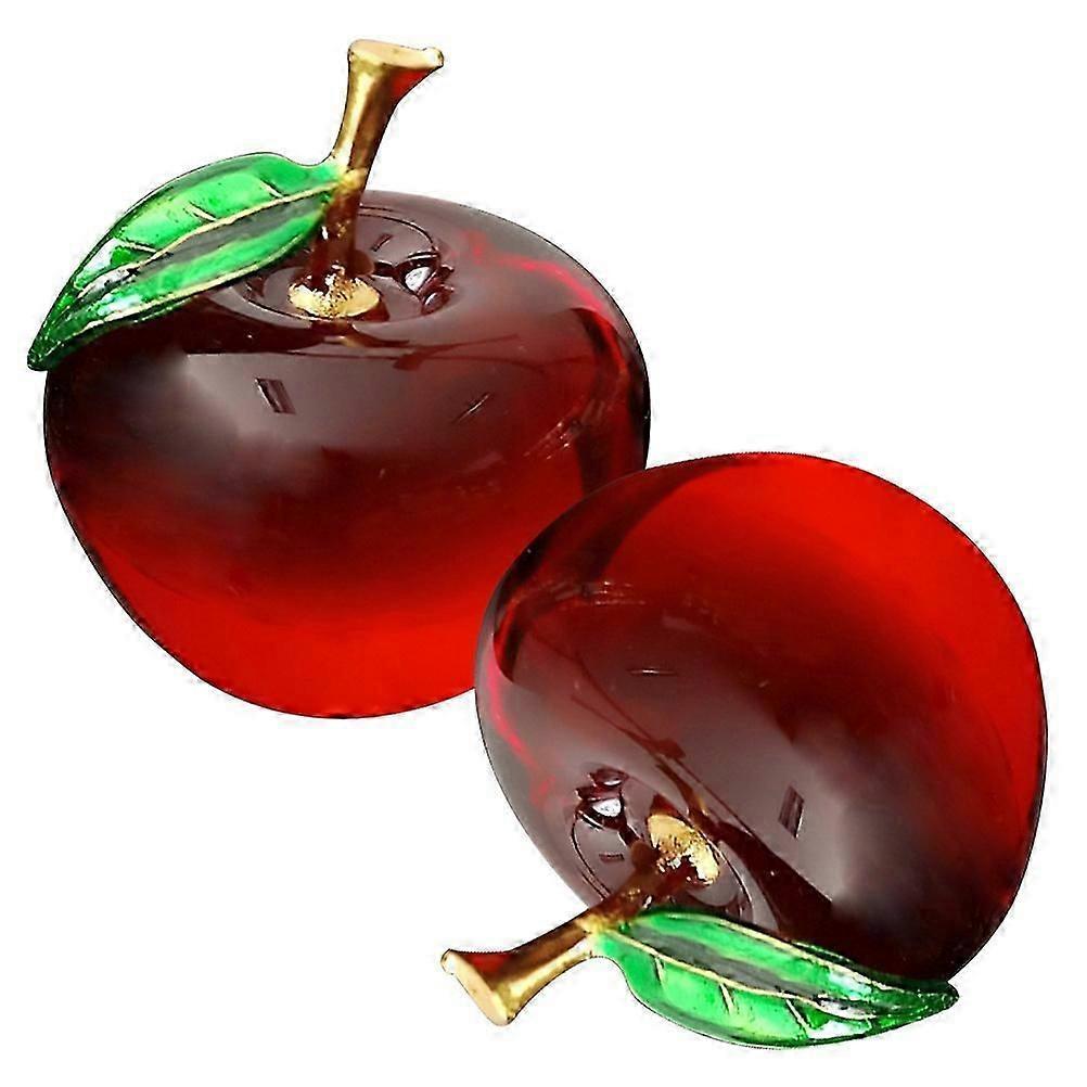 Fruit Showpiece for Decoration 2Pcs Crystal Fruit Sculpture Made of Glass
