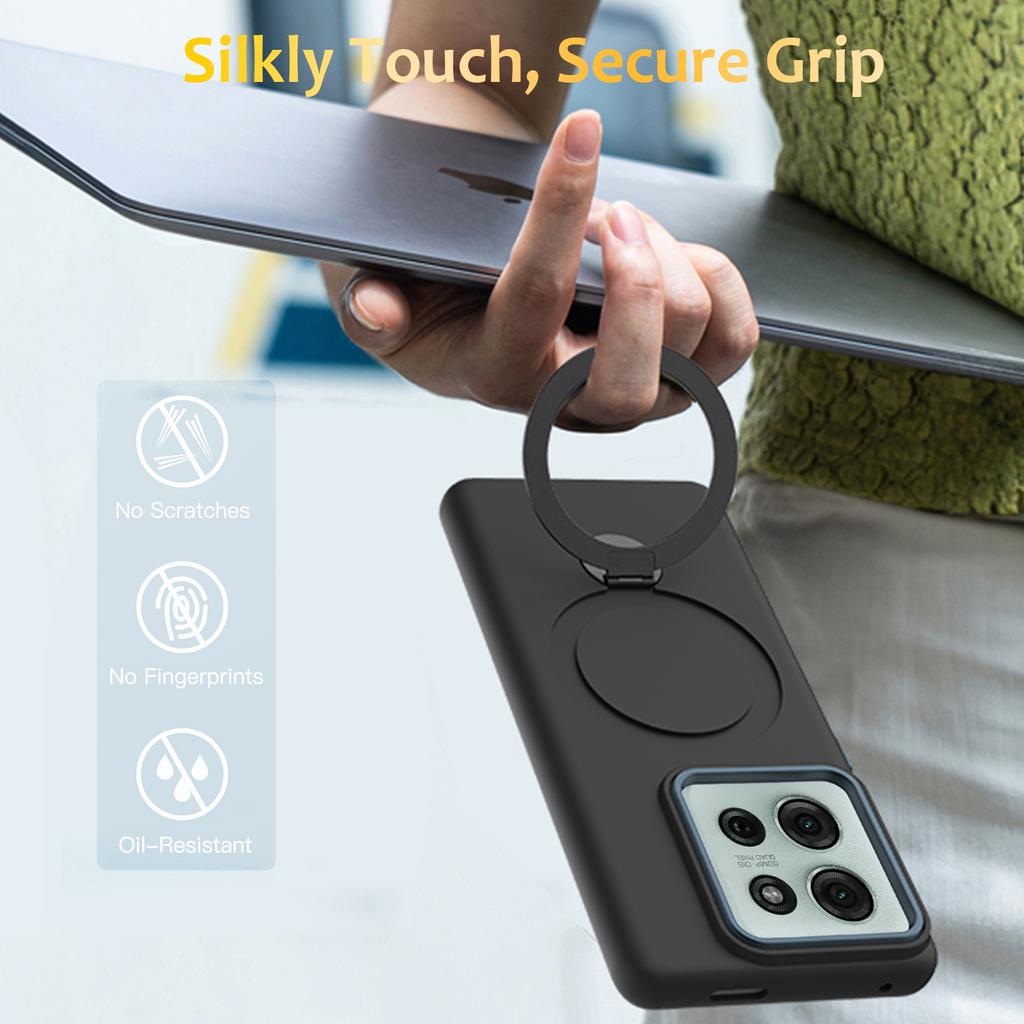 For Motorola Moto G75 5G Magnetic Case Rotating Ring Kickstand TPU + PC Back Cover