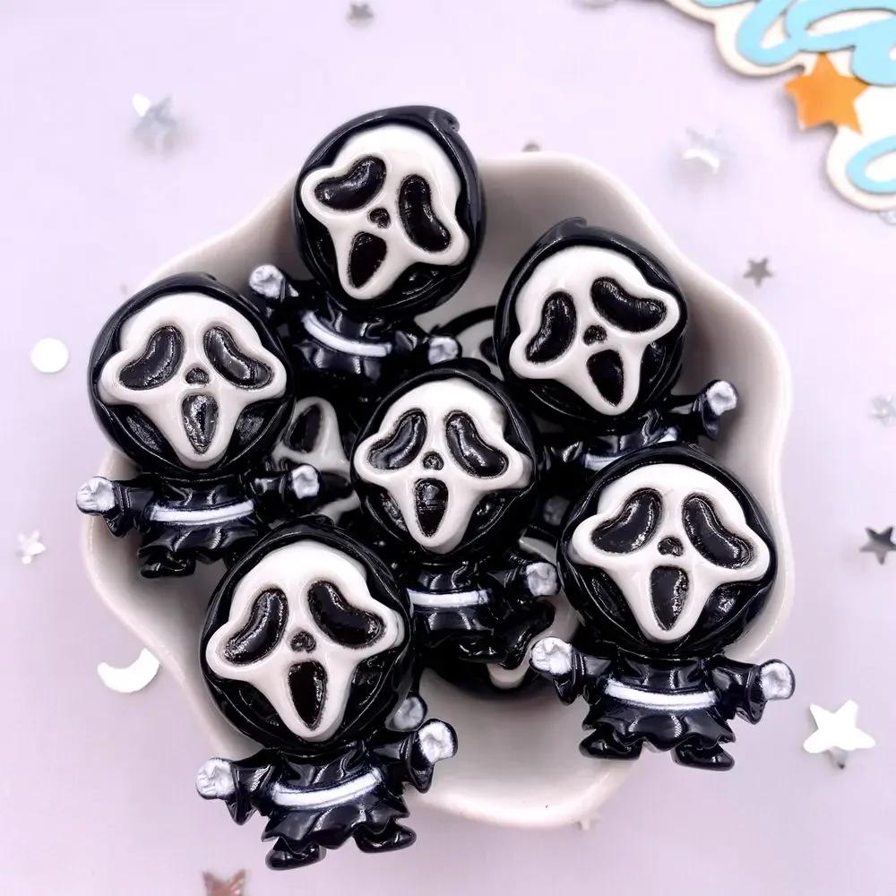 8 шт. смоляные красочные кавайные фигурки паука, летучей мыши, тыквы, медведя, призрака, черепа, плоские каменные фигурки, сделай сам, бант, украшение на Хэллоуин, альбом для вырезок