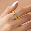 Bohemian Handmade Colorful Crystal Beaded Imitation Pearl Rings Continuous Circle Minimalist Wedding Promise Stacked Finger Ring