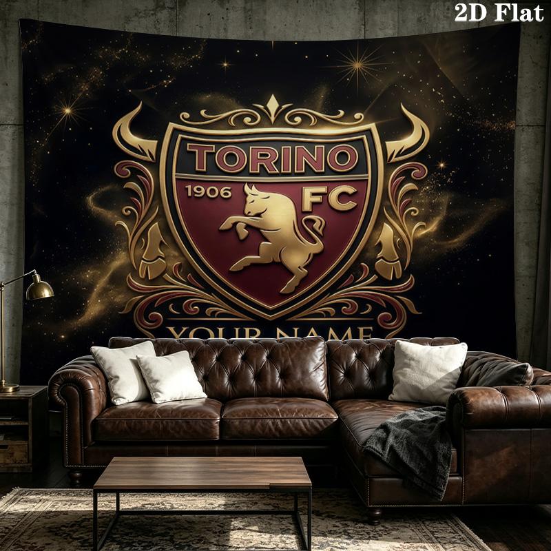 Custom Name Torino F.C.2 Printed Tapestry – Wall Hanging for Bedrooms, Dorms, and Home Decor