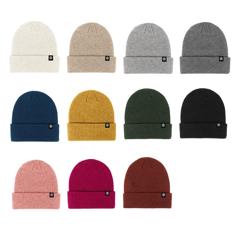 Autumn and Winter Cross-border Knitted Hat Warm Outdoor Ear Protection Cold Hat Casual Hat Solid Color Windproof and Cold-proof Wool Hat