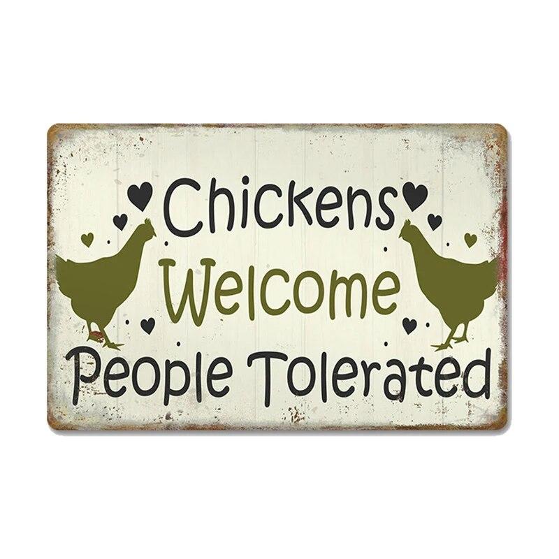 Оловянные знаки с цыплятами, металлический винтажный постер, петух, куриные яйца, ретро-налет, настенные наклейки, живопись для двери фермы, домашний декор