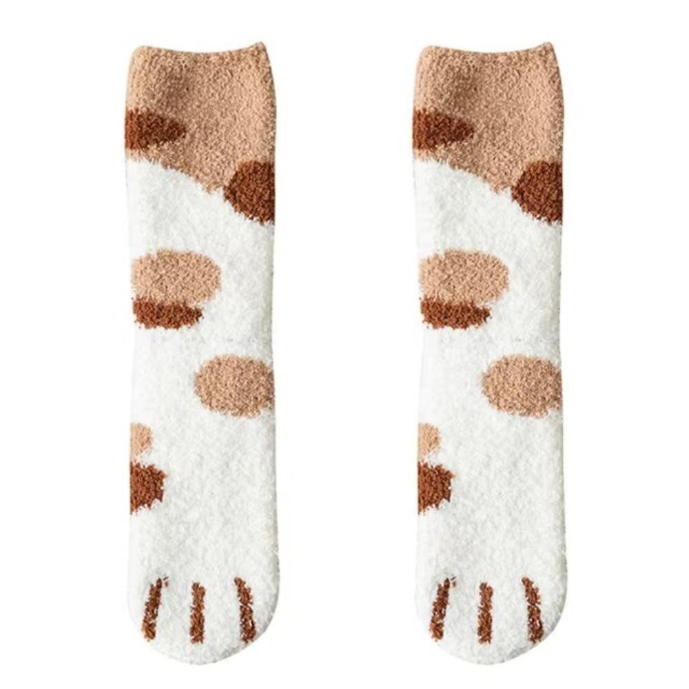 Middle Tube Coral Velvet Socks Thickened Sleep Socks  for Female Stay in the house