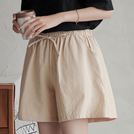 Женские шорты с эластичной талией, регулируемые повседневные шорты с карманами, широкие штанины