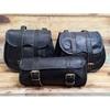 Leather Saddle Bags Motorcycle Bag Black Leather Pouch Saddlebag Motorbike Tool Pouch Set of 3 Bags Saddle Leather Bag
