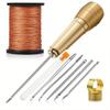 11 Pieces of Handmade Leather Sewing Tools for Shoes and Leather Repairs, 6 Copper Handle Canvas Leather Sewing Tapered Needles