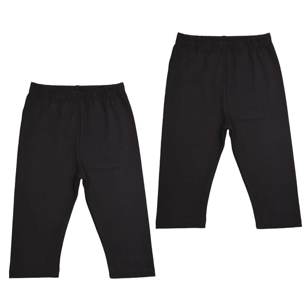 Cropped Length Stretch Leggings [Mon Ange] Kids' Girls' Boys' Leggings, Pants, Bottoms, Summer, Thin, Cotton, (Black, 150)
