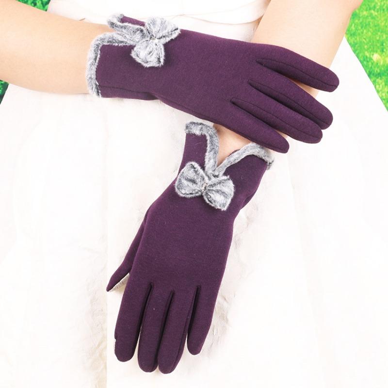 Теплые женские перчатки из непромокаемого флиса, перчатки с сенсорным экраном, флисовые теплые перчатки с кроличьим пухом и кружевом, милые осенне-зимние перчатки
