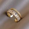 1pc Dainty Double Layered Asymmetrical Opening Ring Inlaid with Cubic Zirconia