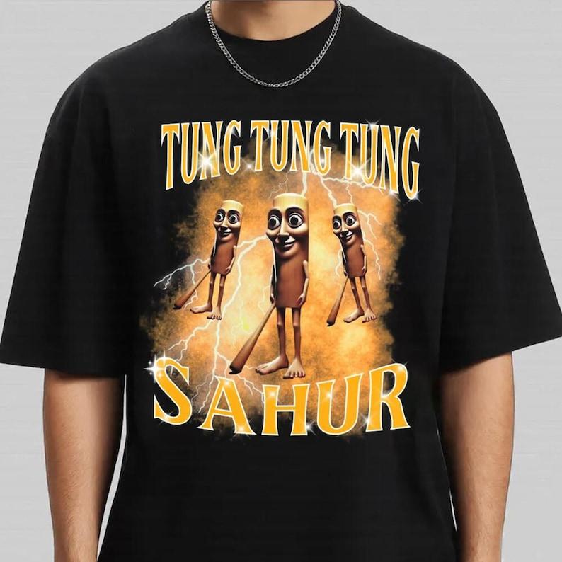 Vintage Bootleg Funny Tung Tung Tung Sahur Tshirt Italian Brainrot T Shirt Baseball Bat Meme Tshirt Absurd Tee