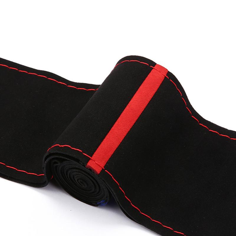 Меховой чехол на руль для автомобиля, универсальный 38 см, плетеный защитный чехол на руль автомобиля, кожаный противоскользящий интерьер