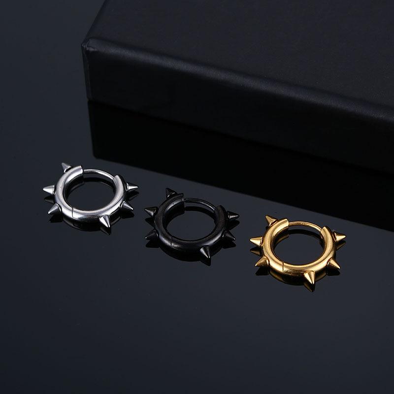 Серьги-кольца Spike Circle Huggie Hinged для мужчин и женщин, готический рок, хип-хоп, треугольные конусные серьги-кольца