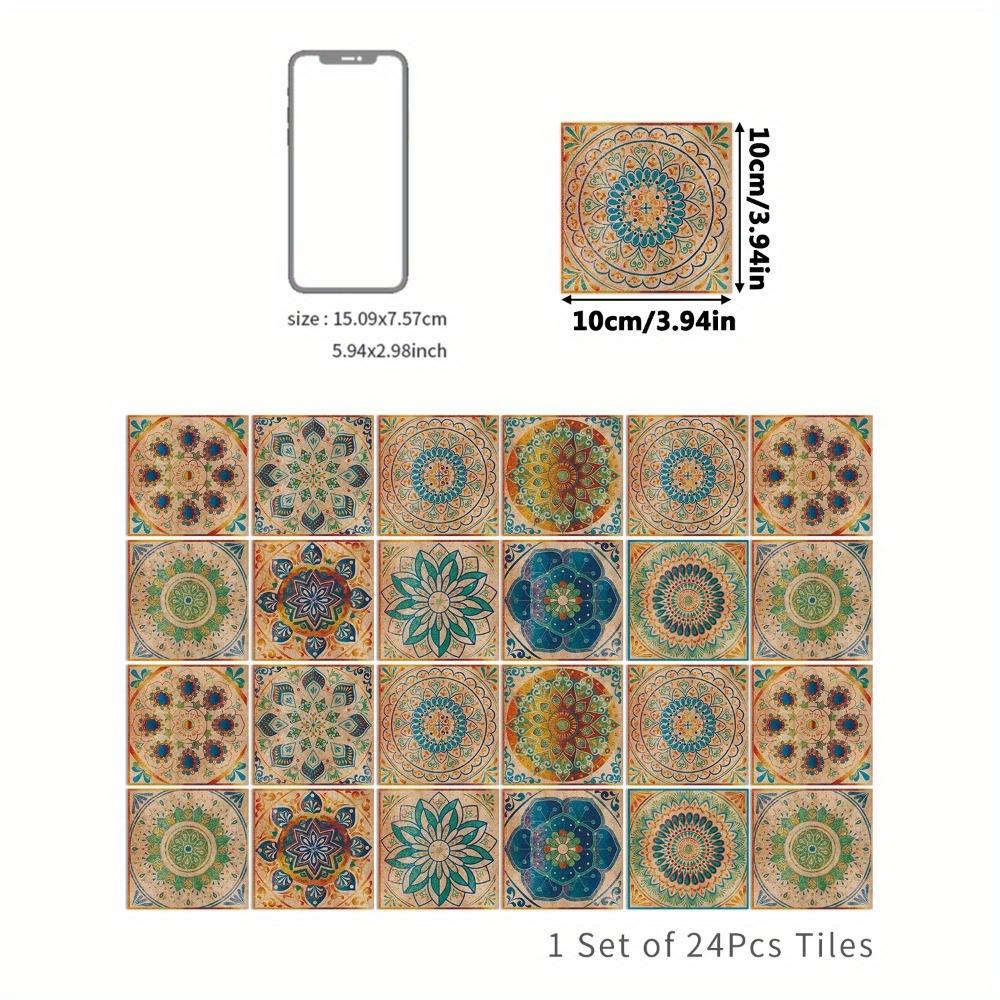24 шт. Винтажные самоклеящиеся наклейки на керамическую плитку, отклеивающиеся и приклеивающиеся водонепроницаемые обои для фартука, настенные наклейки, декоративная плитка для кухни, ванной комнаты