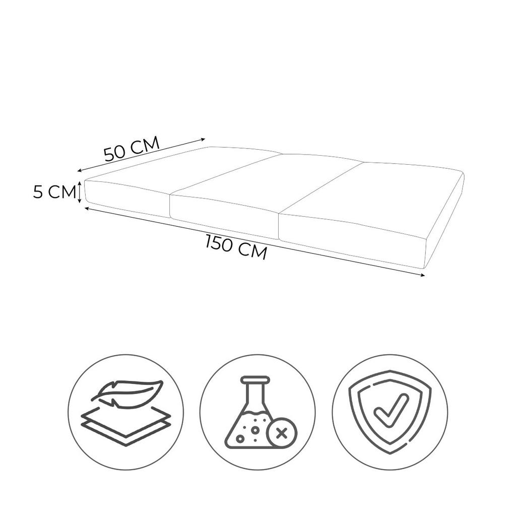 Gymnastic mattress Kids 150x50x5 cm three-piece - graphite