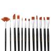 12Pcs Nylon Hair Gouache Brushes Set Wood Handle Watercolor Oil Painting Brushes Painting Tools