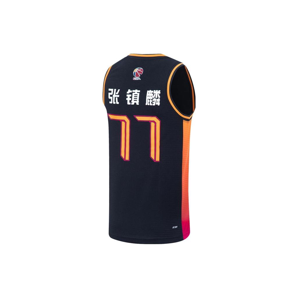 Баскетбольная майка Li Ning CBA Series с логотипом и буквенным принтом 22 сезона All-Star Zhang Zhenlin 77, мужская майка, черная AAYT695-1