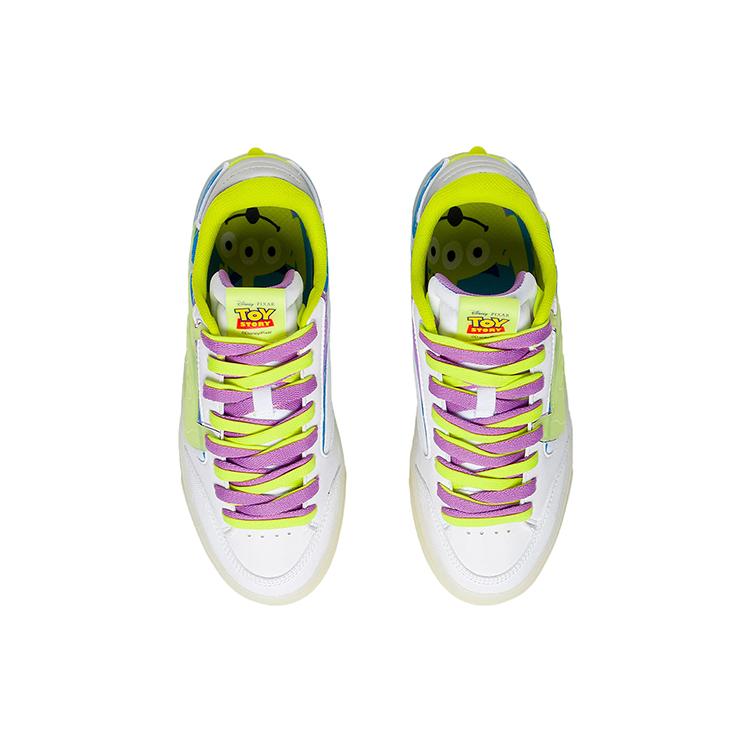 Disney x Li Ning Wave 180 Низкие Скейтбордические Кроссовки Женские Бело-Желтые Инопланетная Специальная Серия AECS034-1